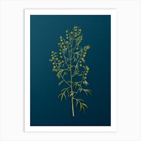 Vintage Madeira Wormwood Botanical Art on Teal Blue n.0886 Art Print