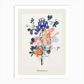 Bluebonnet 4 Collage Flower Bouquet Poster Art Print