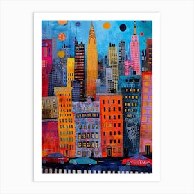 Kitsch Colourful New York Painting 4 Art Print