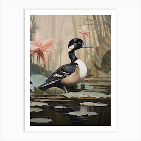 Dark And Moody Botanical Bufflehead Art Print