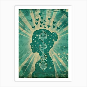 Dna Strands In The Heart Art Print