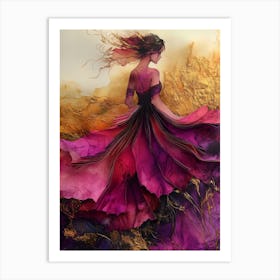 Girl In A Purple Dress Art Print