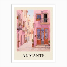 Alicante Spain 1 Vintage Pink Travel Illustration Poster Art Print
