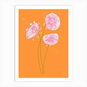 Floral Abstract Pink And Orange Art Print