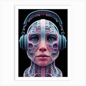 Woman Headphones Art Print