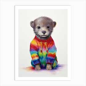 Baby Animal Wearing Sweater Otter 1 Art Print