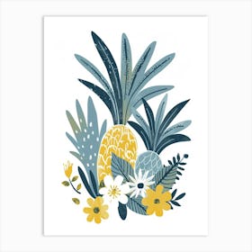 Pineapple Tree Illustration Flat 1 Art Print