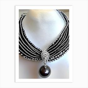 Blackwhitebeadednecklace Art Print