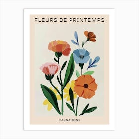 Spring Floral French Poster  Carnations 6 Art Print