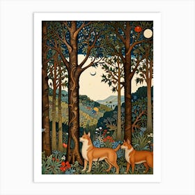 William Morris Two Dogs In The Woods Art Print