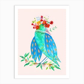 Bird In A Flower Crown Art Print