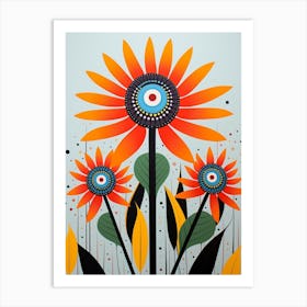 Flower Motif Painting Bird Of Paradise 3 Art Print