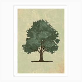 Walnut Tree Minimal Japandi Illustration 3 Art Print