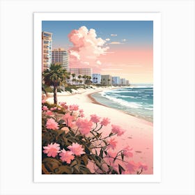 An Illustration In Pink Tones Of Panama City Beach Florida 4 Art Print