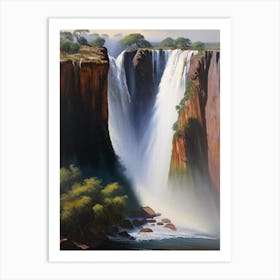 Victoria Falls, Zambia And Zimbabwe Peaceful Oil Art 1 (1) Art Print