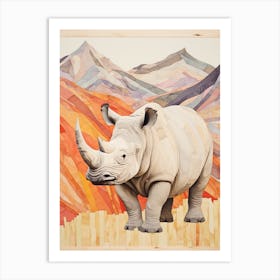 Patchwork Colourful Rhino 1 Art Print