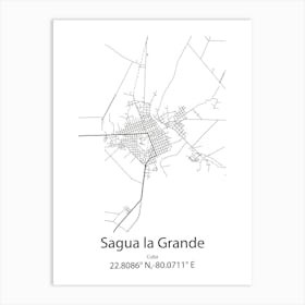 Sagua La Grande,Cuba Minimalist Map Art Print