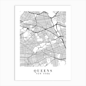 Queens New York Street Map Minimal Art Print