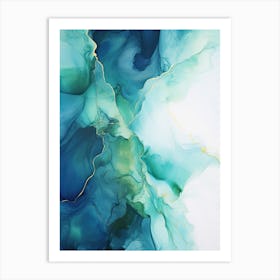 Blue, Green, Gold Flow Asbtract Painting 1 Art Print