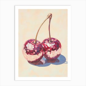 Disco Ball Red Cherries Painting Art Print