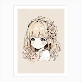 Anime Girl, Person, Person, Person, Person Art Print