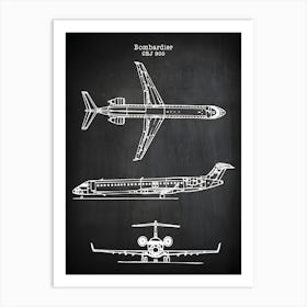 Crj 900 Aircraft, Crj 900, 2001 Airplane Blueprint, Bombard Aviation Gifts, Aviation Blueprint, Airplane Print, Turbofan Jet, Crj9001 Art Print