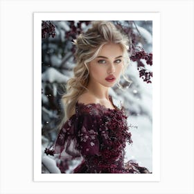 Beautiful Girl In The Snow Art Print