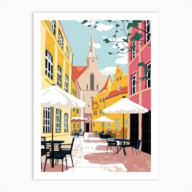 Odense, Denmark, Flat Pastels Tones Illustration 4 Art Print