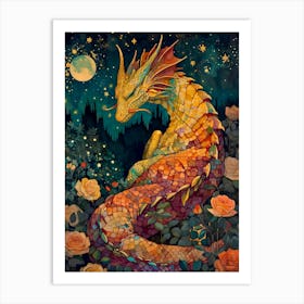 Dragon In The Moonlight Art Print