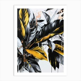 Gold And Black Leaves 6 Art Print