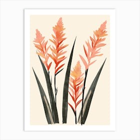Chilean Flamingo Ginger Plants Minimalist Illustration 4 Art Print