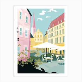 Lund, Sweden, Flat Pastels Tones Illustration 1 Art Print