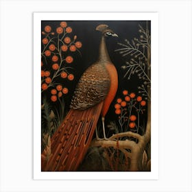 Dark And Moody Botanical Pheasant 4 Art Print