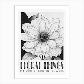 Floral Things, Black White Flower Art Print