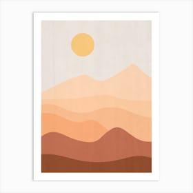 Mid Century Sun And Mountain Art Print