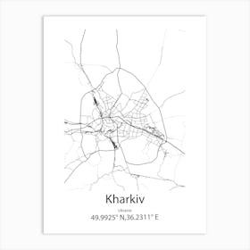 Kharkiv,Ukraine Minimalist Map Poster