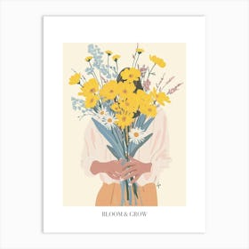 Bloom And Grow Spring Girl With Yellow Flowers 5 Art Print