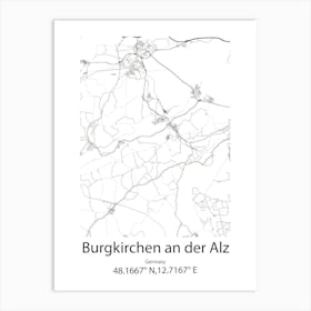 Burgkirchen An Der Alz,Germany Minimalist Map Art Print