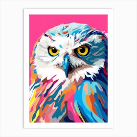 Colourful Geometric Bird Snowy Owl 1 Art Print