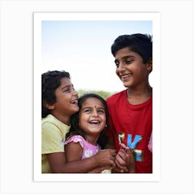 A Family Portrait Capturing The Essence Of Joy With Smiling Faces Of Boys And Girls A Sister And B (1) Art Print