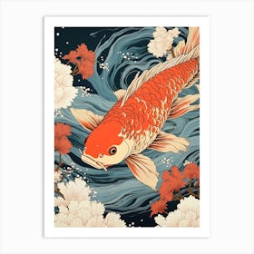 Goldfish Animal Drawing In The Style Of Ukiyo E 2 Art Print