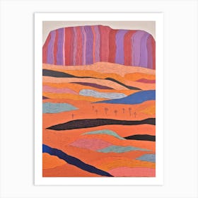 Uluru Australia 3 Colourful Mountain Illustration Art Print