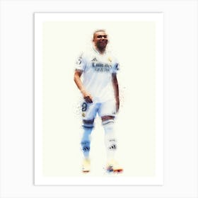 Kylian Mbappe Real Madrid Watercolor Art Print