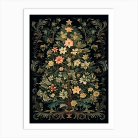 William Morris Style Christmas Tree 16 Art Print