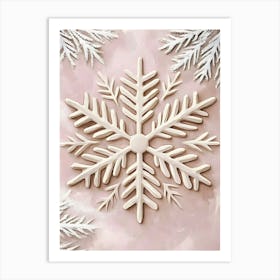 Snowflakes On A Pink Background Art Print