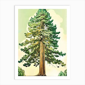 Redwood Tree Storybook Illustration 2 Art Print