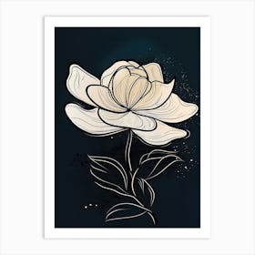Line Art Lotus Flowers Illustration Neutral 14 Art Print
