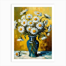 Daisies In A Blue Vase 1 Art Print