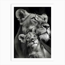 Lion And Cub Art Print