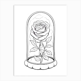 The Enchanted Rose (Beauty And The Beast) Fantasy Inspired Line Art 2 Art Print